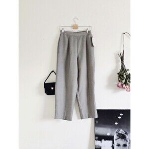 Vintage 90s 1990s Black Gray Micro Houndstooth Pleated Straight Leg Trousers S M